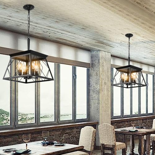 Black 4-Light Farmhouse Dining Chandelier