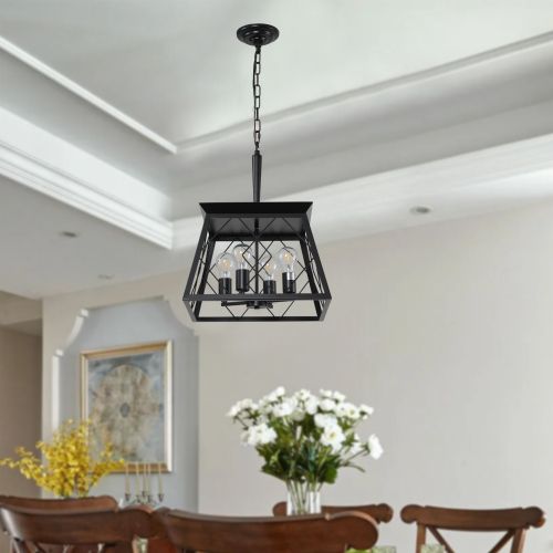 Black 4-Light Farmhouse Dining Chandelier