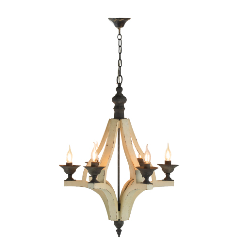 Distressed Wood 6-Light Farmhouse Chandelier