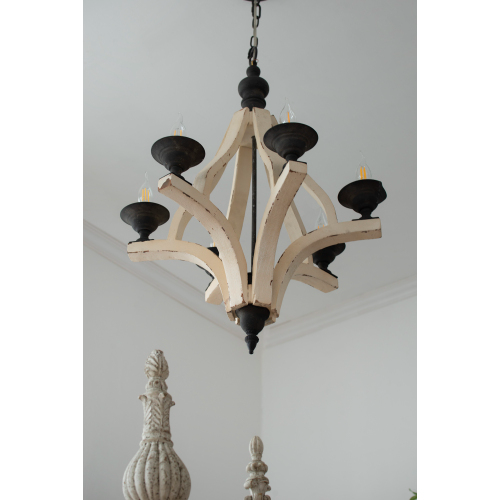 Distressed Wood 6-Light Farmhouse Chandelier