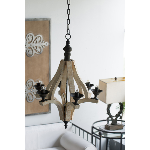 Distressed Wood 6-Light Farmhouse Chandelier