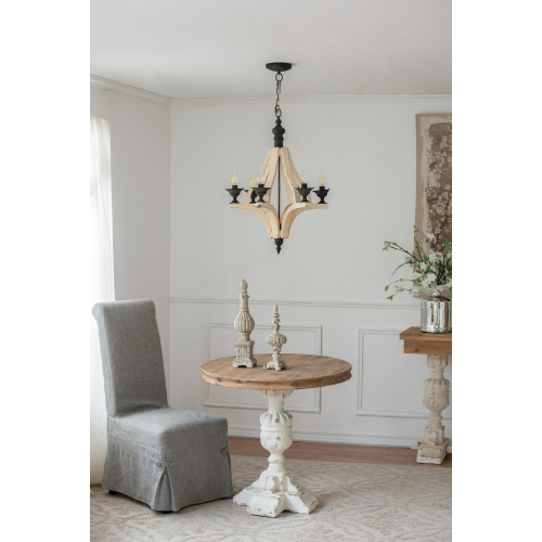 Distressed Wood 6-Light Farmhouse Chandelier