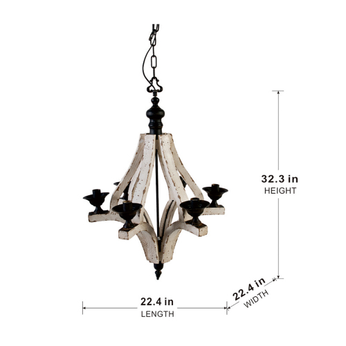 Distressed Wood 6-Light Farmhouse Chandelier