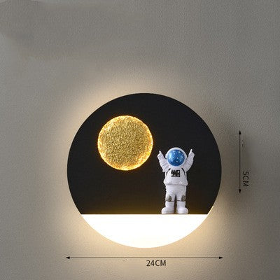 Bedroom Bedside Astronaut-shaped Shelf Wall Lamp / Circle white / White light
