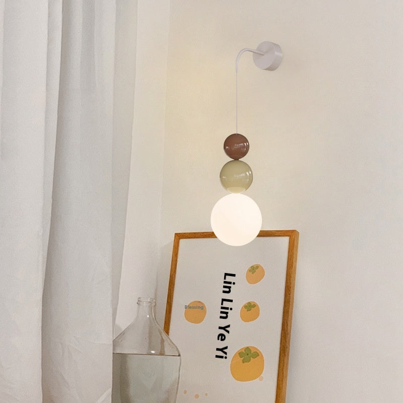 Cream Style Bedroom Bedside Creative Gourd Corridor Aisle Small Wall Lamp / Beige X Beige