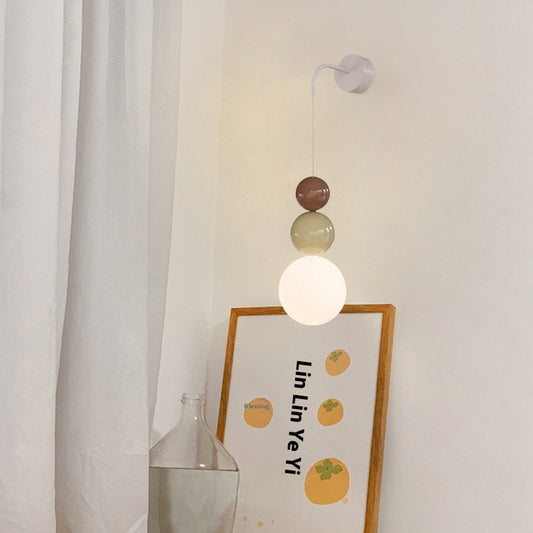 Cream Style Bedroom Bedside Creative Gourd Corridor Aisle Small Wall Lamp / Beige X Beige