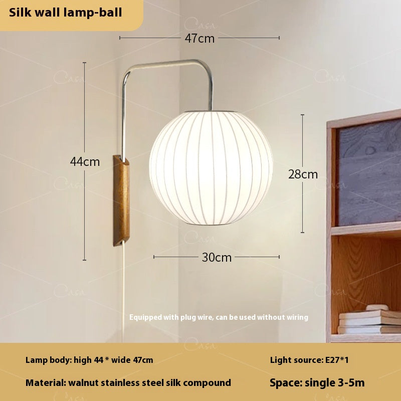 Creative Drawstring Wabi Sabi Style Japanese Bedside Reading Light / Waist Drum Style / US