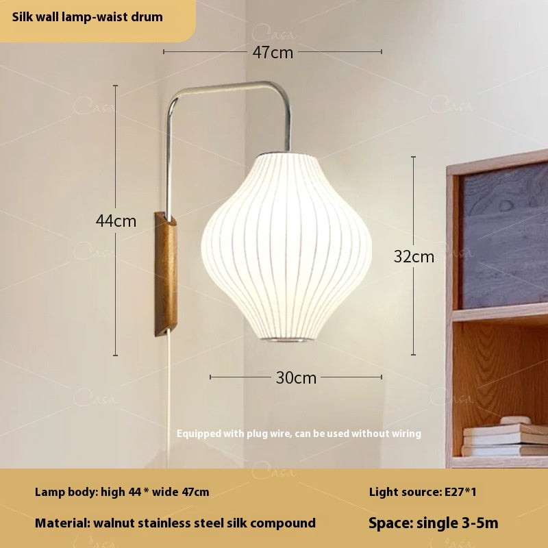 Creative Drawstring Wabi Sabi Style Japanese Bedside Reading Light / UFO Style / US