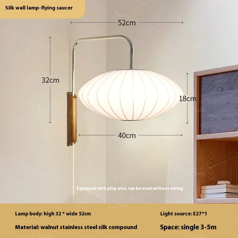 Creative Drawstring Wabi Sabi Style Japanese Bedside Reading Light / UFO Style / EU