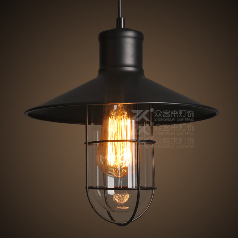 Creative Restaurant Bar Warehouse Bird Cage Explosion-proof Glass Chandelier Black / Black / Lightbulb free