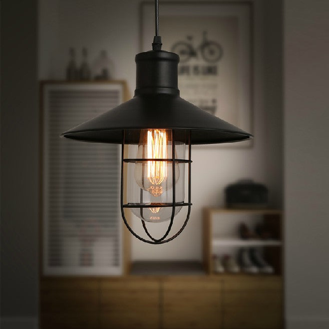 Black Bird Cage Industrial Pendant Light