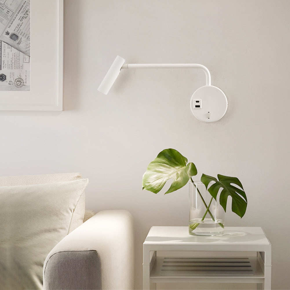 Rocker Reading Wall Lamp Bedside Minimalist Creative Wall Lamp / 3000K / White With switch