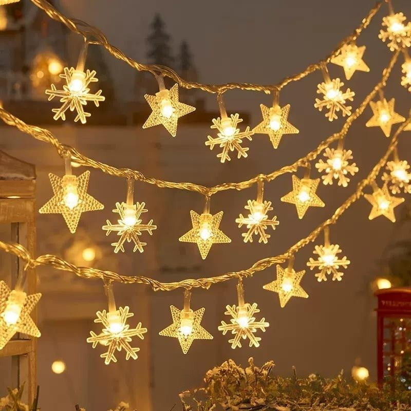 Warm White Snowflake LED String Lights