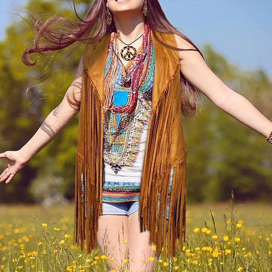 Selene Fringe Open-Front Vest