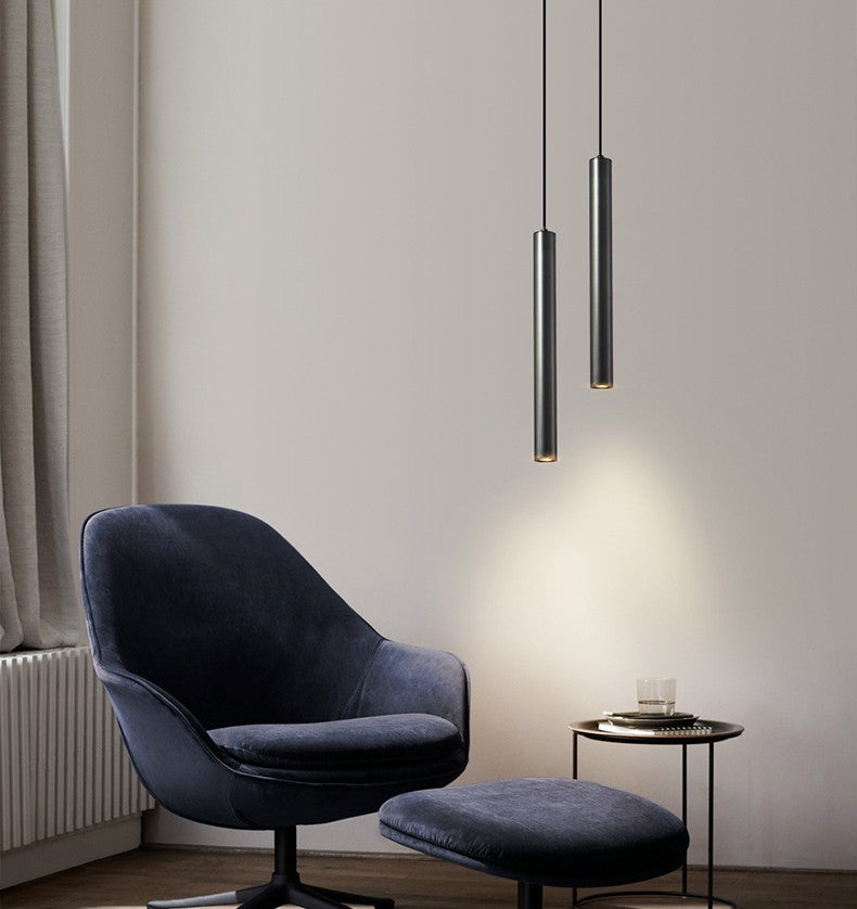 Slim Black Copper Bedside Pendant Light
