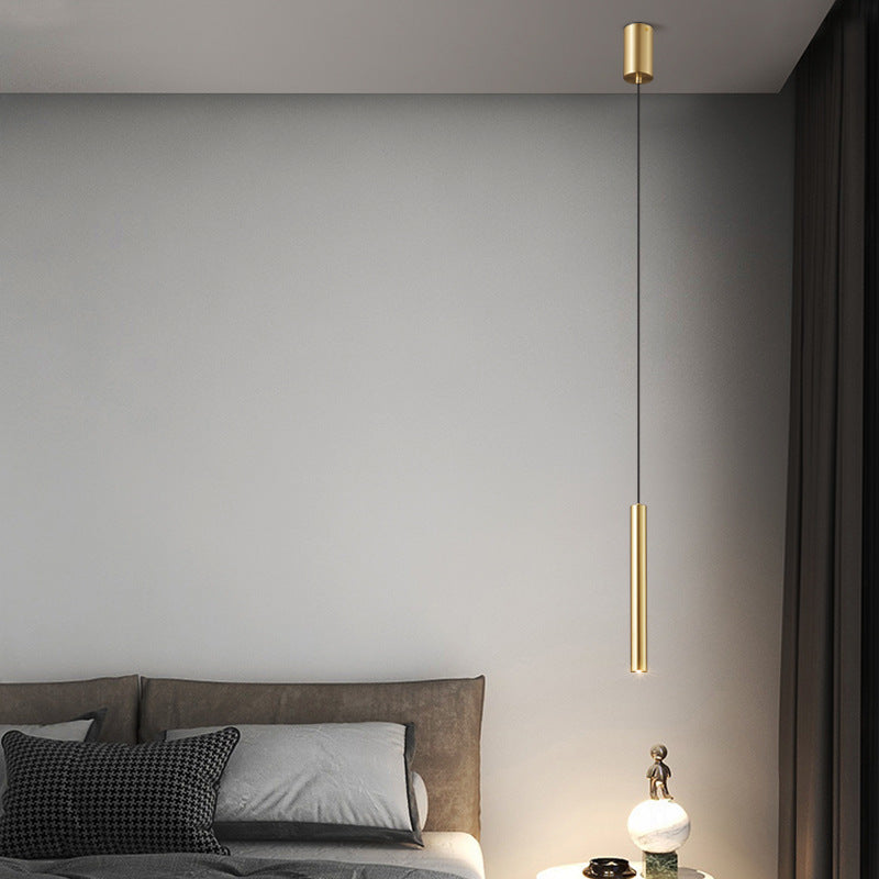 Slim Black Copper Bedside Pendant Light